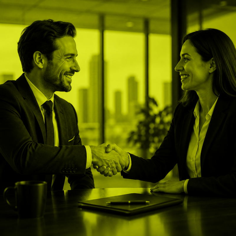 Aperto de mão entre executivos